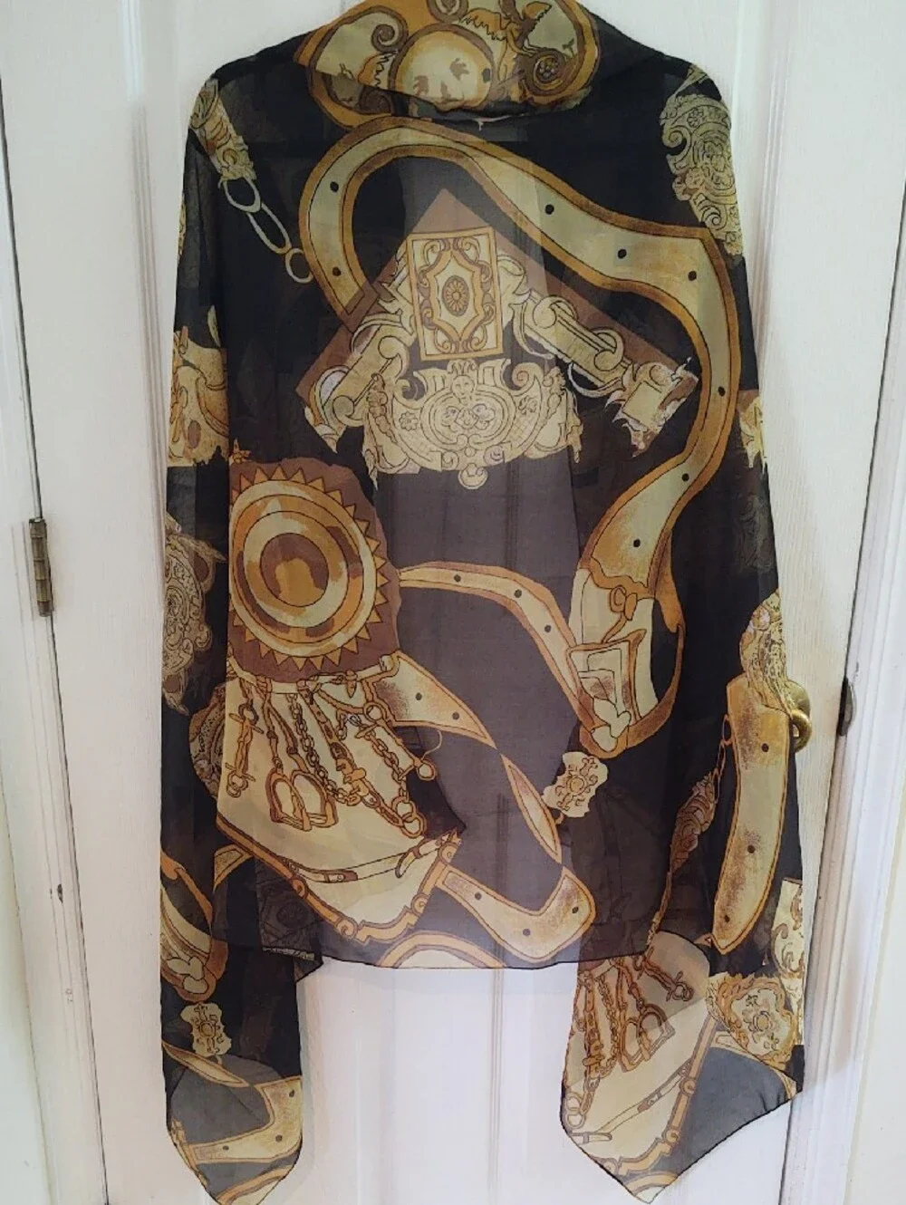 Isabella Black and Gold Baroque Sheer Wrap